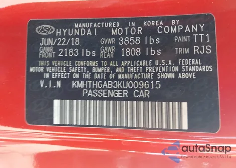 2019 Hyundai Veloster Turbo Ultimate из США, поврежденный, VIN KMHTH6AB3KU009615